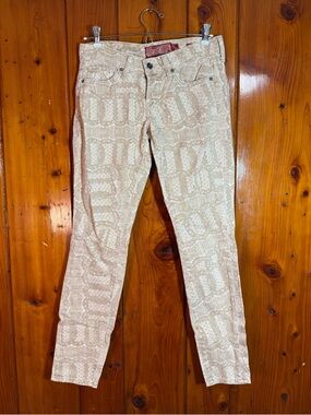 Lucky Brand size 0/25 Cream and tan print Legendary Skinny jean